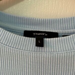 Theory Women's Sky Blue Crew Neck Sweater